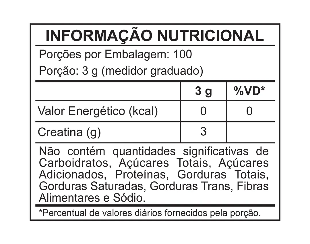 Tabela Nutricional Creatina